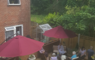 View of our patio from an upstairs window