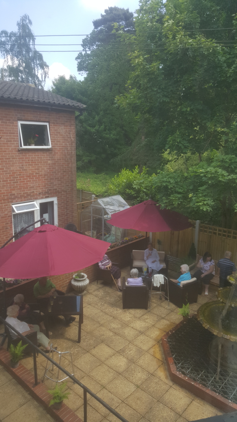 View of our patio from an upstairs window